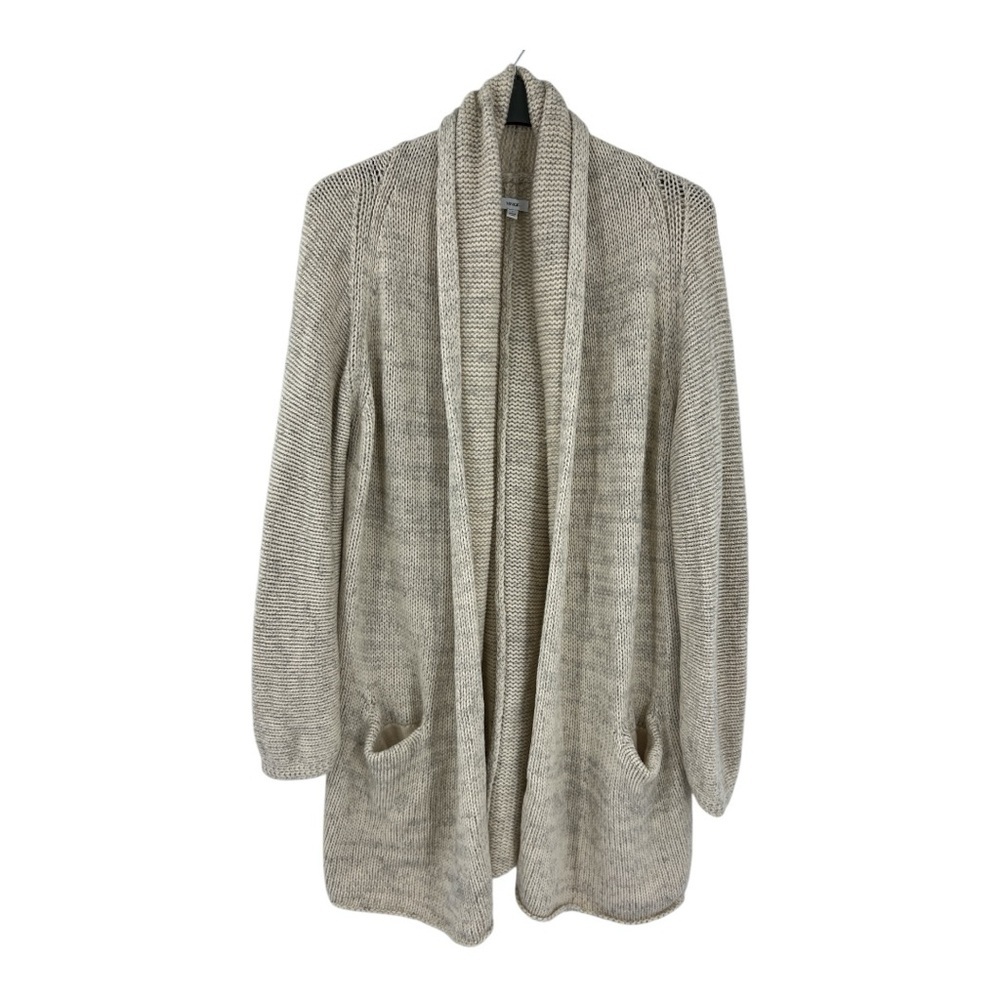 Vince Wool & Yak Long Open Front Pockets Knit Oversized Cardigan Oatmeal SZ S
